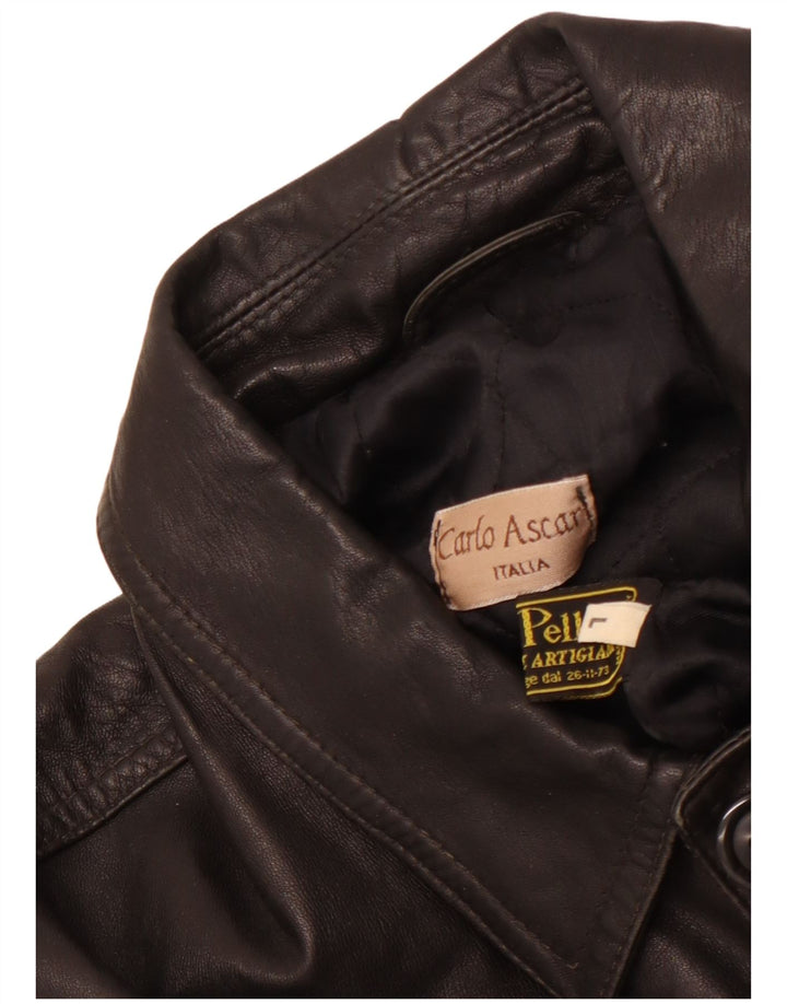 Мужская кожаная куртка VINTAGE UK 40, большая черная кожаная