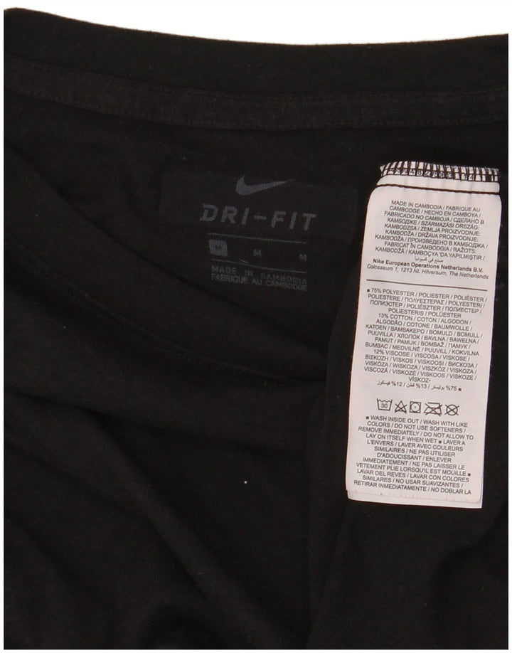 Женская укороченная футболка оверсайз с рисунком Nike Dri Fit UK 14, средний черный