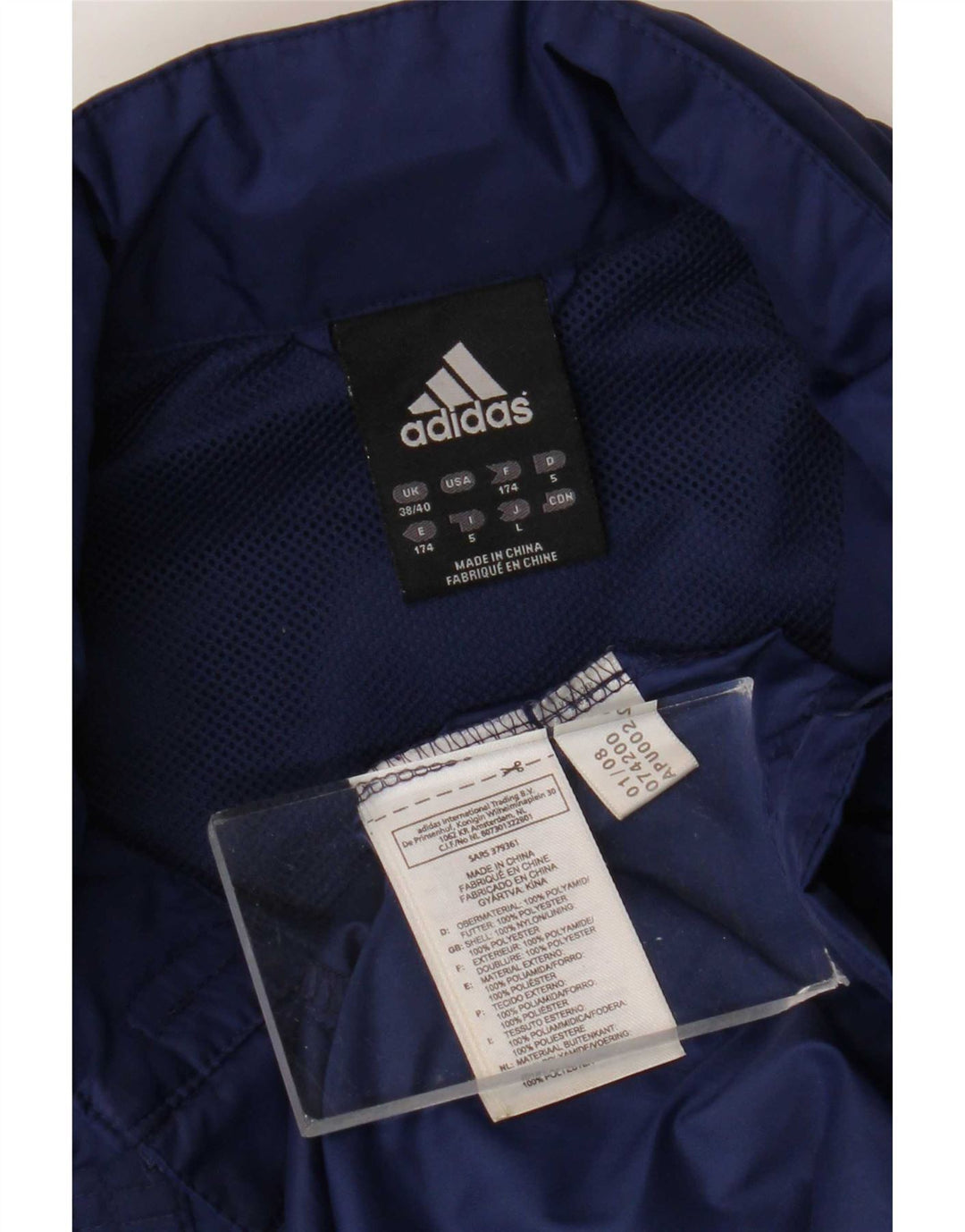 Мужская куртка-дождевик Adidas с графическим рисунком UK 38/40, средний темно-синий с цветными блоками