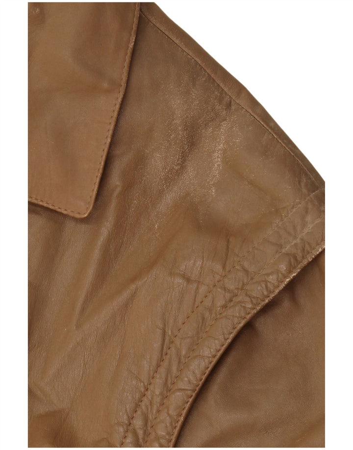 VINTAGE Mens 3/4 Sleeve Leather Jacket UK 40 Large Beige