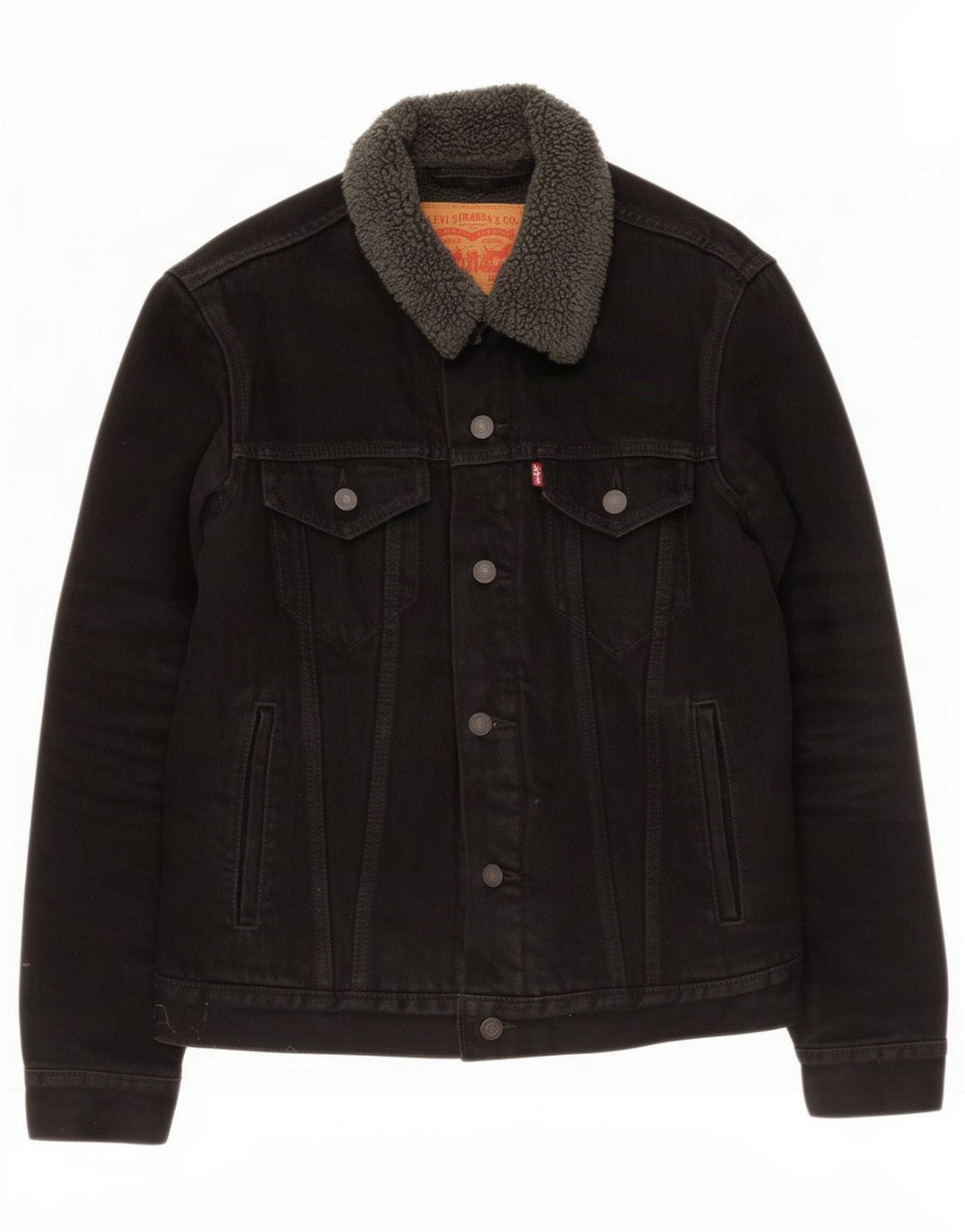 Мужская джинсовая куртка шерпа Levi's UK 36, маленькая, черный хлопок