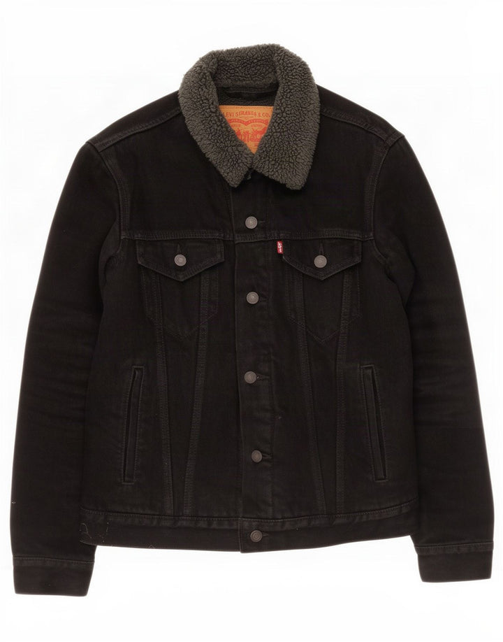 Мужская джинсовая куртка шерпа Levi's UK 36, маленькая, черный хлопок