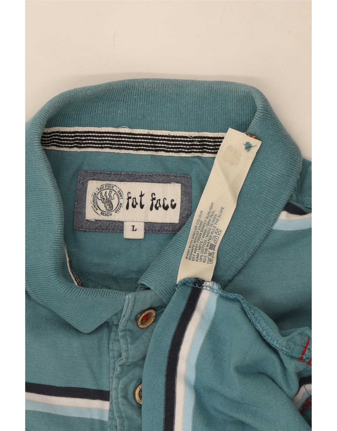 Мужская рубашка поло Fat Face из хлопка в большую синюю полоску