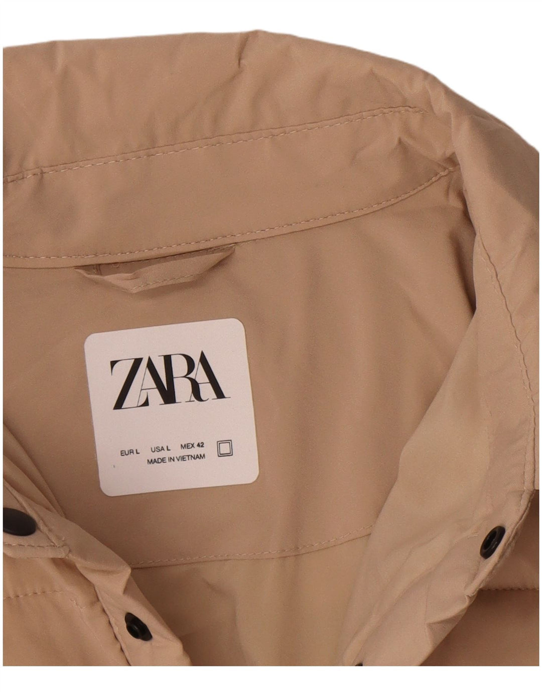 Мужская стеганая куртка Zara UK 40, большая, бежевая, полиэстер