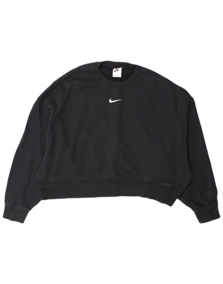 Женский джемпер оверсайз-свитшот Nike UK 10, маленький черный хлопковый