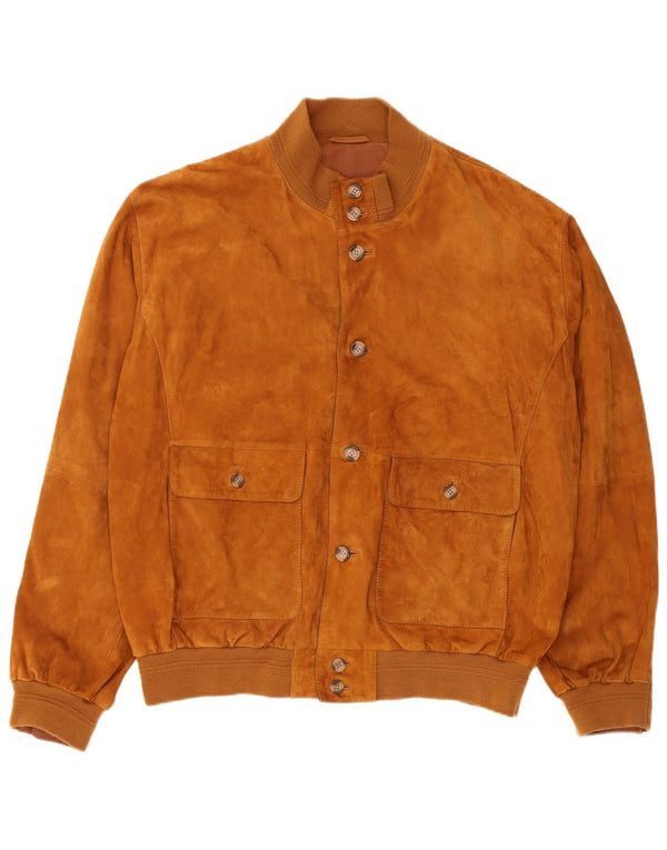 Мужская замшевая куртка-бомбер Pierre Cardin UK 48 4XL Коричневая кожа