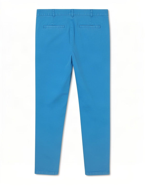 Benetton Womens Straight Chino Trousers IT 42 Medium W30 L28 Blue Cotton