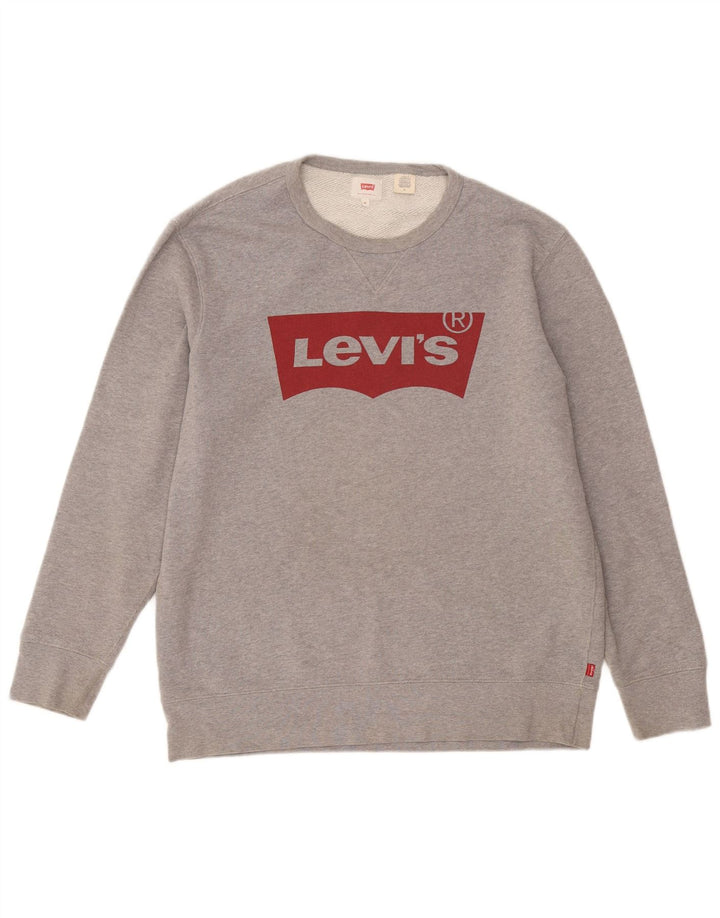Мужской свитшот с рисунком Levi's, хлопковый джемпер среднего серого цвета