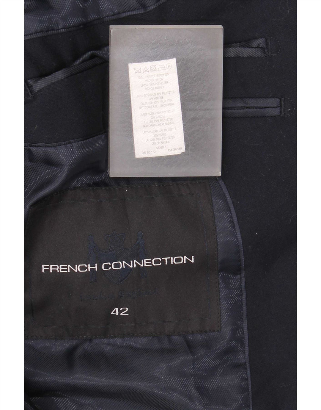 Мужской пиджак French Connection с 2 пуговицами UK 42 XL Темно-синий полиэстер