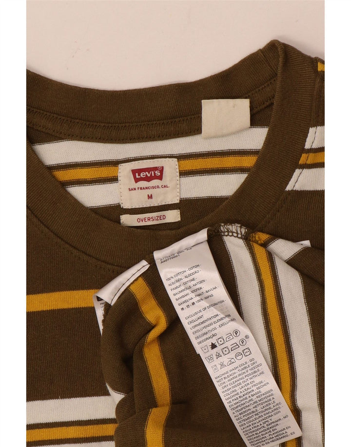 Мужская футболка оверсайз LEVI'S, хлопковый топ в коричневую полоску среднего размера