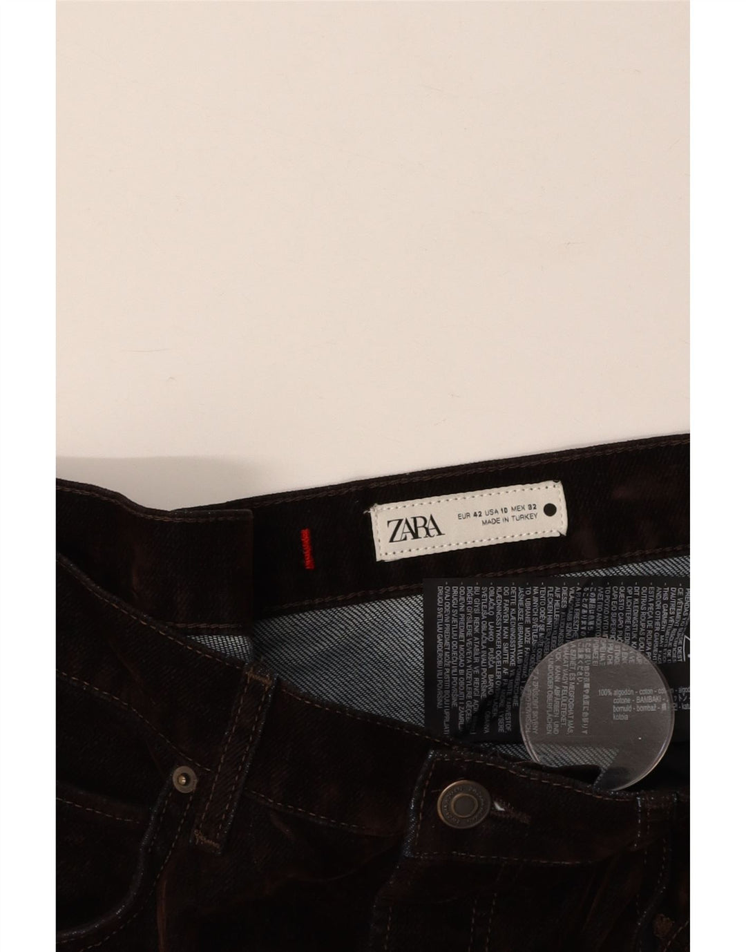 Женские укороченные джинсы ZARA EU 42, большие W32 L25, коричневые, хлопок