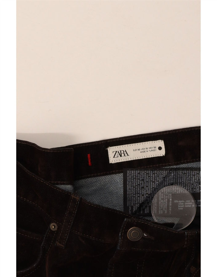 Женские укороченные джинсы ZARA EU 42, большие W32 L25, коричневые, хлопок