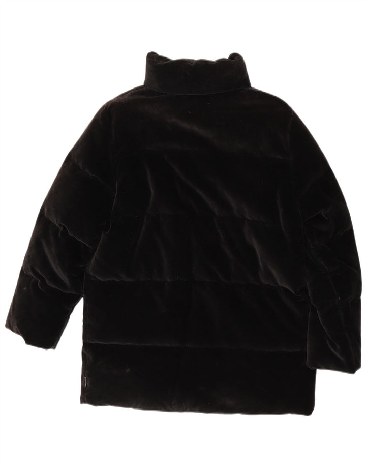 Moncler Женская негабаритная бархатная стеганая куртка, размер 0 XS, черный хлопок