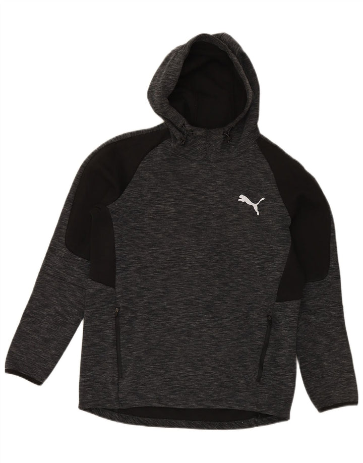 Мужской джемпер с капюшоном Puma, средний серый хлопок в крапинку