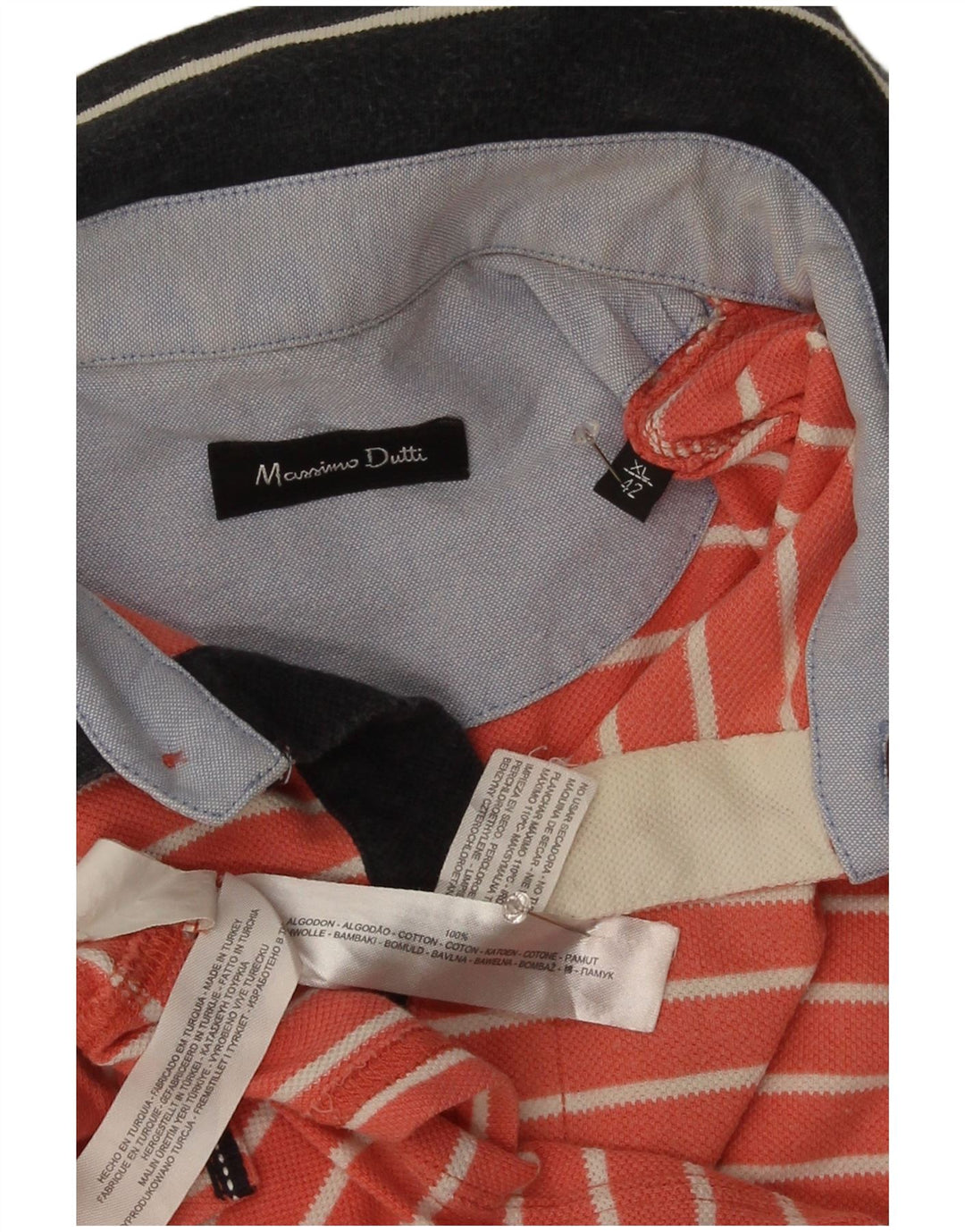 Мужская рубашка-поло Massimo Dutti XL, хлопковая оранжевая полоска