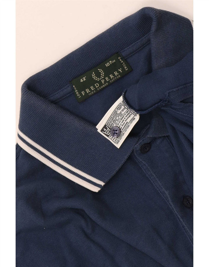 Мужская рубашка-поло Fred Perry среднего размера, темно-синяя, хлопок
