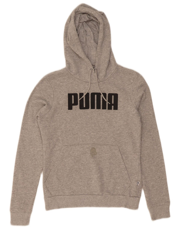 Puma Womens Graphic Hoodie Jumper UK 8 Small Grey Cotton
