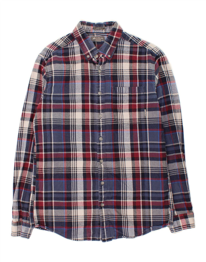 EDDIE BAUER Mens Classic Fit Flannel Shirt Medium Navy Blue Check Cotton Vintage Eddie Bauer and Second-Hand Eddie Bauer from Messina Hembry 