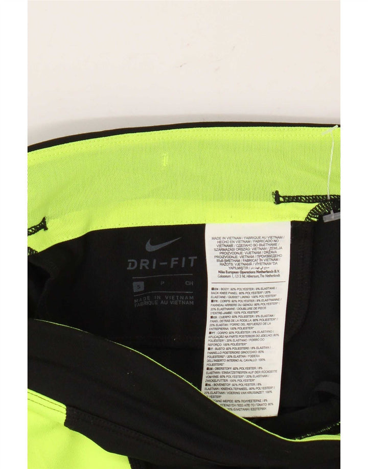 Женские леггинсы Nike Dri Fit UK 10, маленькие черные, полиэстер с цветными блоками