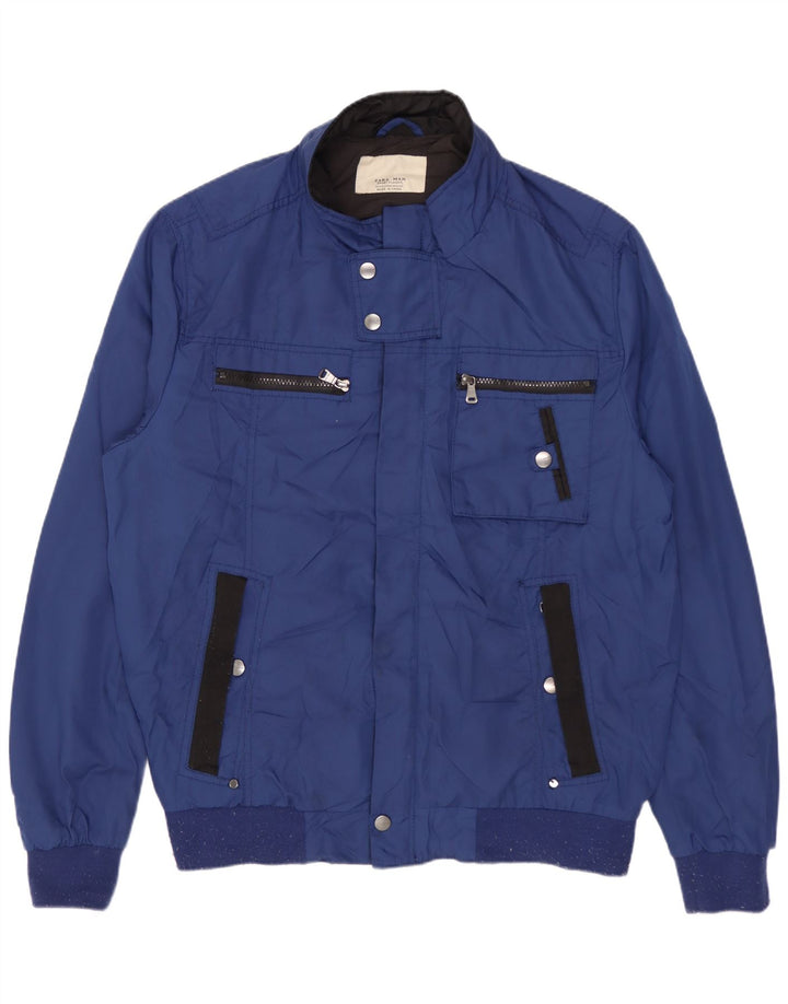 Мужская куртка-бомбер ZARA UK 42 XL, синий полиэстер