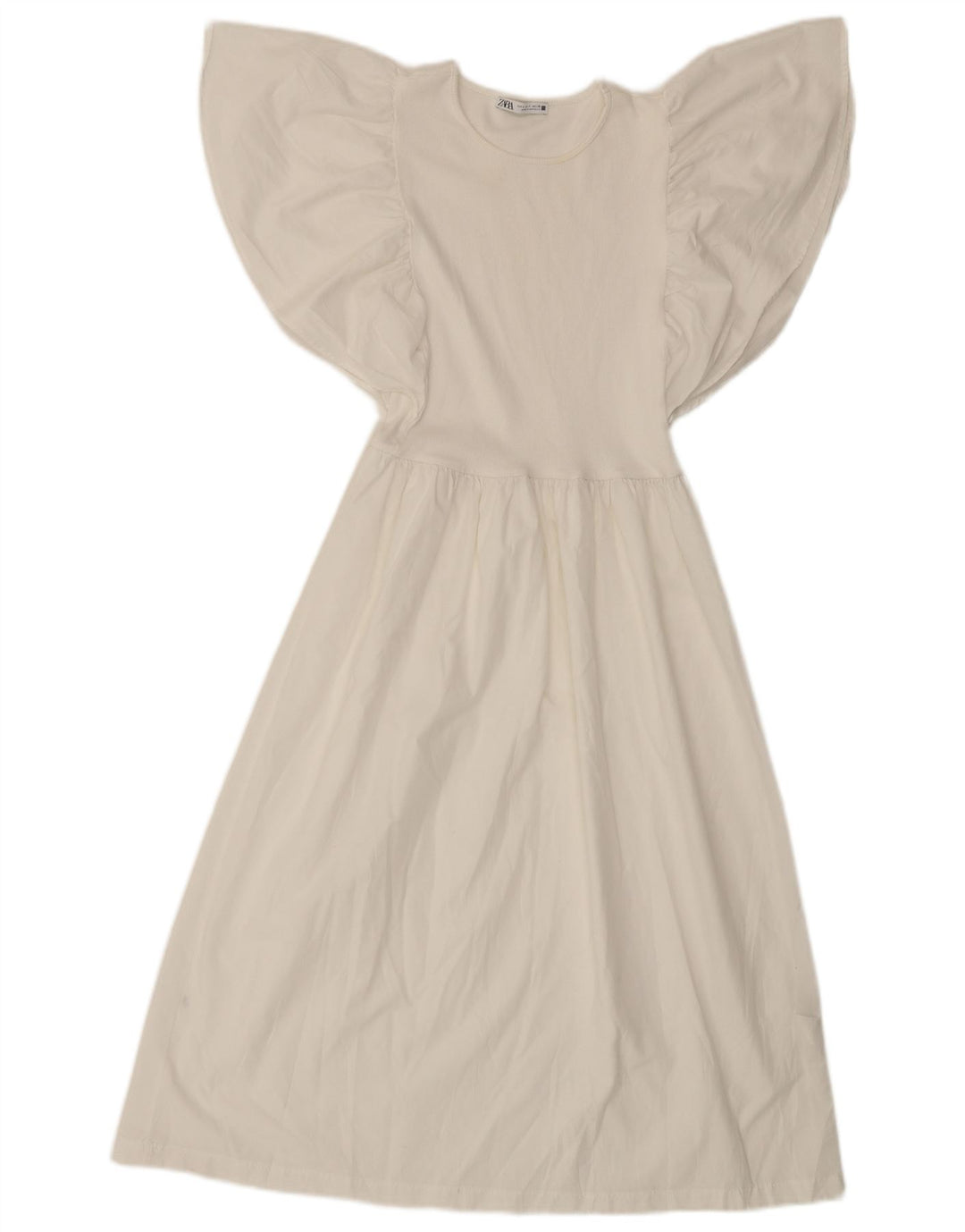 Женское платье трапециевидной формы с крыльями летучей мыши Zara UK 8, маленький цвет, белый полиэстер