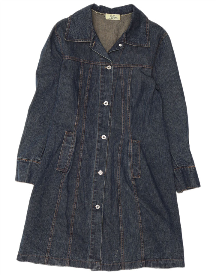 BELLINI Womens Denim Coat UK 14 Large Blue Cotton