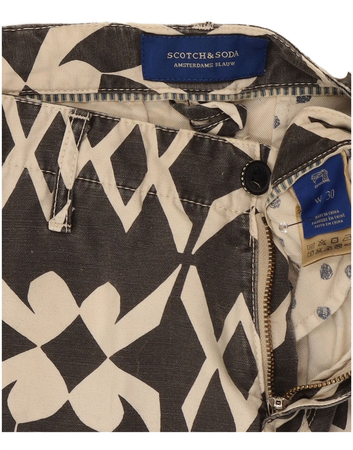 Мужские шорты чинос Scotch & Soda W30, хлопок среднего серого цвета с геометрическим рисунком