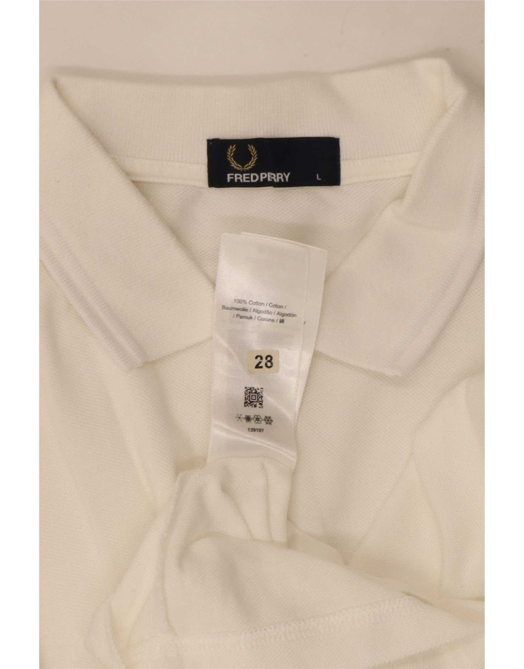 Мужская рубашка поло с длинным рукавом Fred Perry, большой белый хлопок