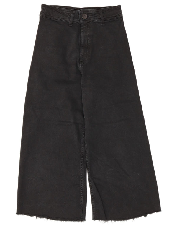 Женские капри с высокой талией Zara, широкие джинсы США 34 2XS W24 L22, черный хлопок
