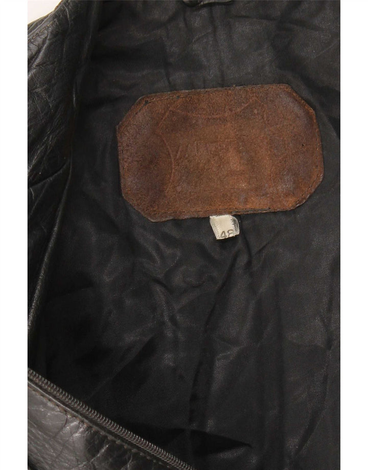 Винтажная женская кожаная куртка IT 48 XL Черная