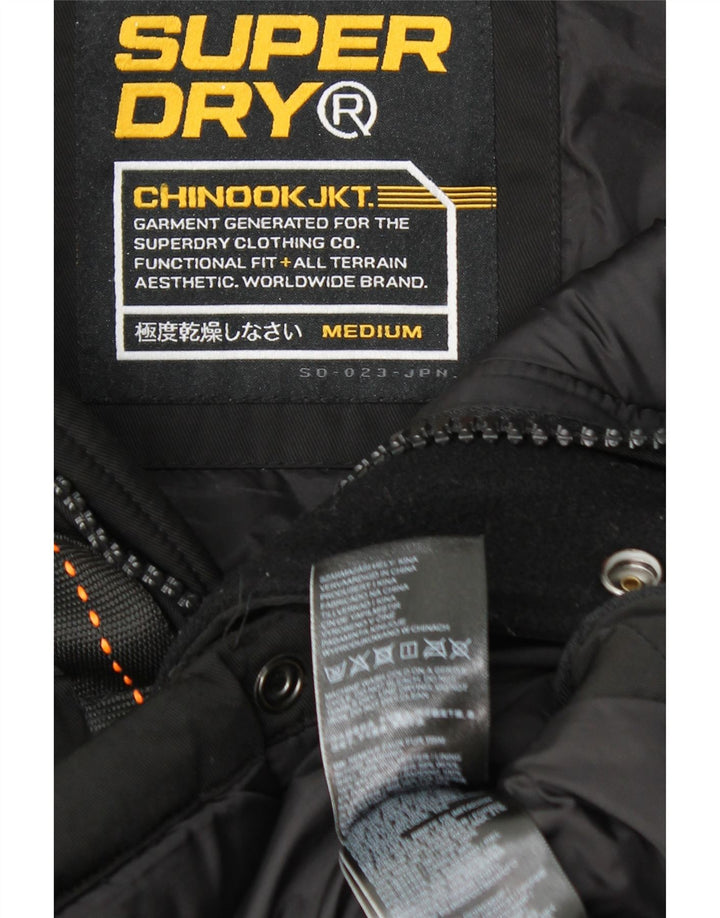 Мужская утепленная куртка с капюшоном Superdry UK 38, средний черный полиэстер