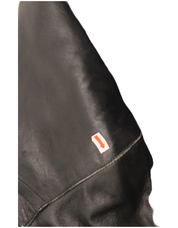 LAVORAZIONE ARTIGIANA Женское Пальто UK 12 Среднее Черное Кожаное