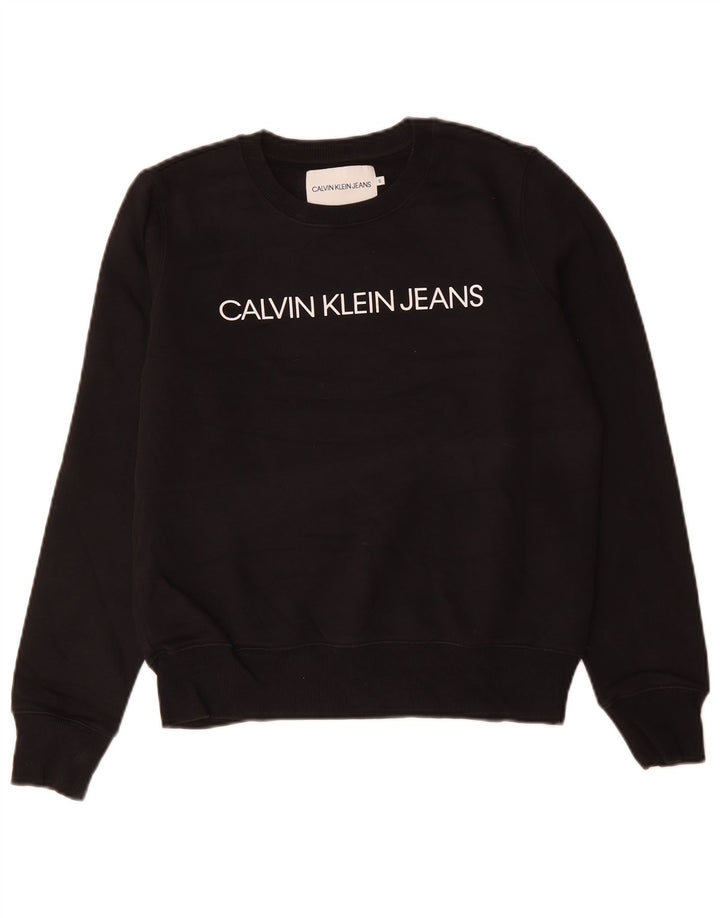 CALVIN KLEIN JEANS Женский свитер-свитер оверсайз UK 10, маленький черный