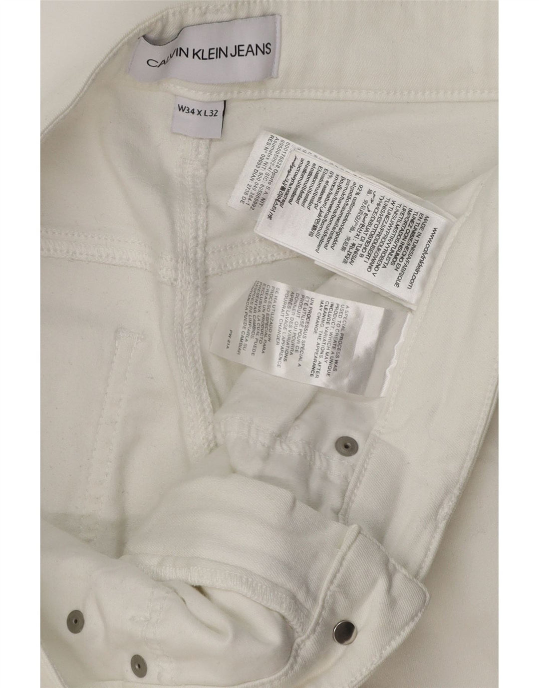 Женские узкие джинсы Calvin Klein W34 L32, белый хлопок