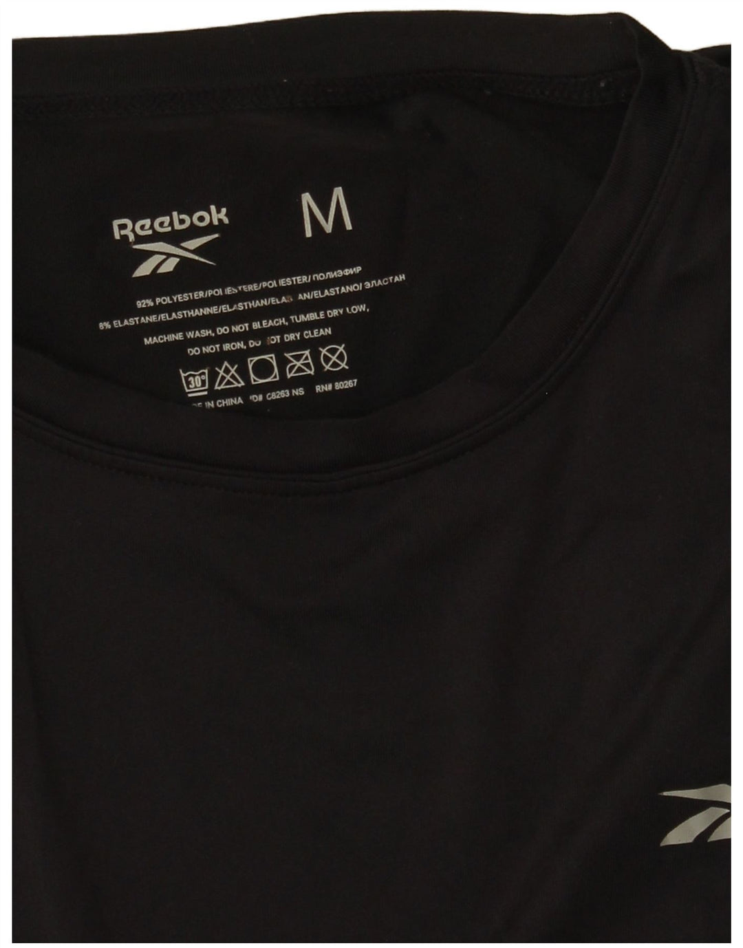 Мужская футболка Reebok, средний черный полиэстер