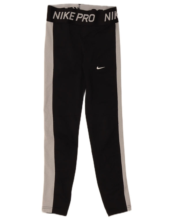 Женские леггинсы с рисунком Nike Dri Fit UK 8, маленькие черные, с цветными блоками
