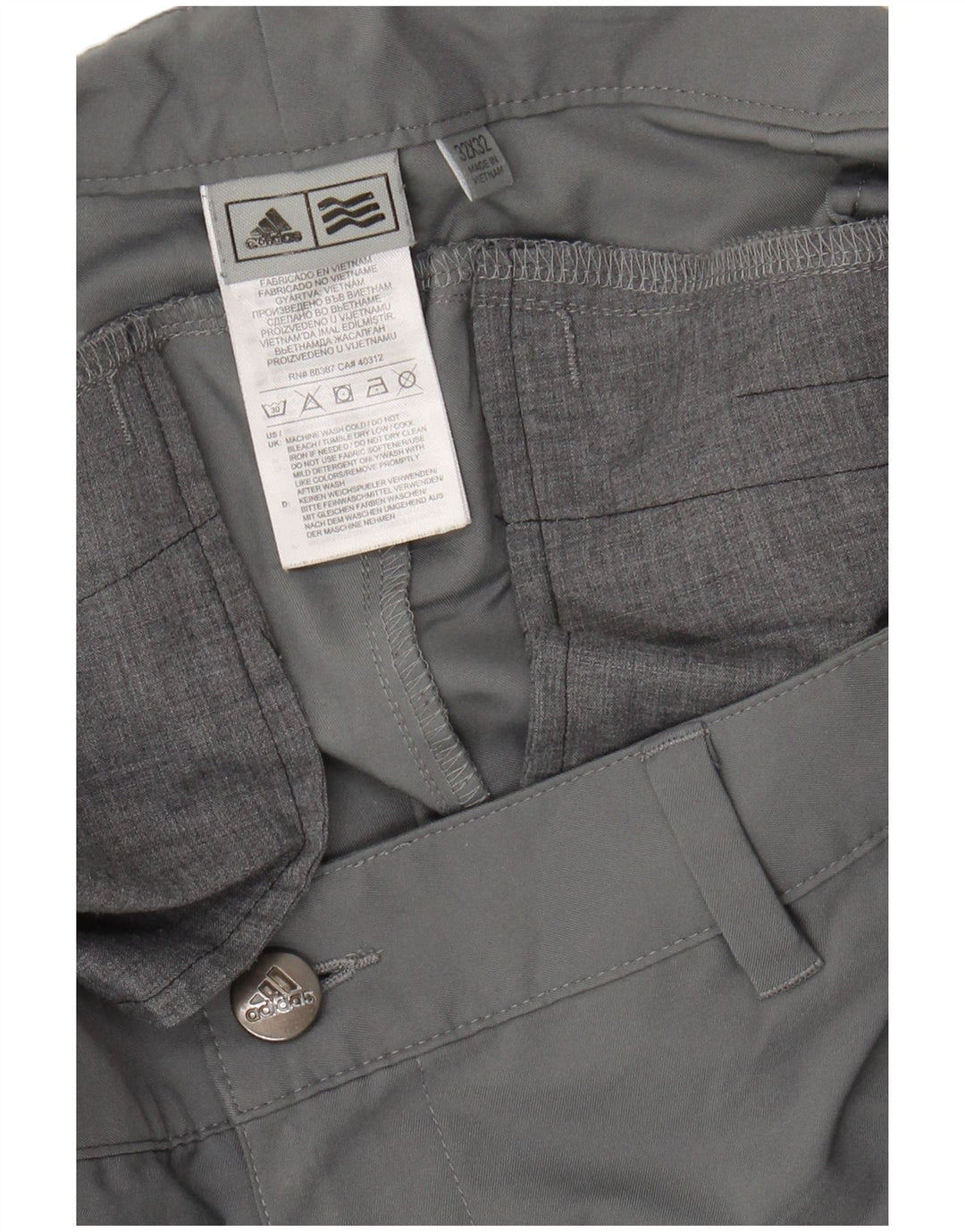 ADIDAS Mens Straight Chino Trousers W32 L32 Grey Polyester
