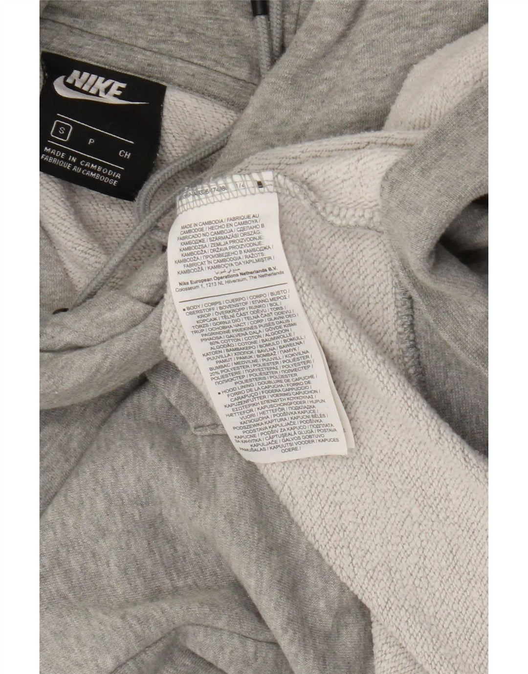 Мужской джемпер с капюшоном Nike, маленький серый, хлопковый