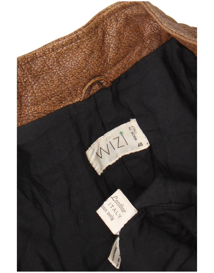 Винтажная мужская кожаная куртка-бомбер IT 48 Средне-коричневая кожа