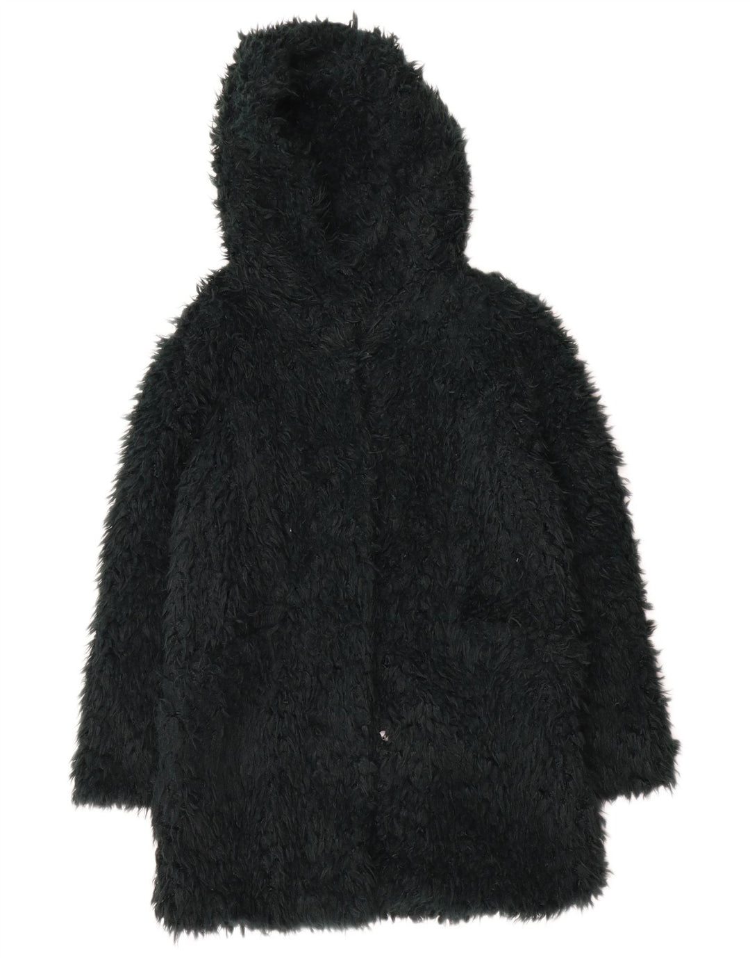 Женское пальто с капюшоном Zara Teddy UK 14, средний зеленый