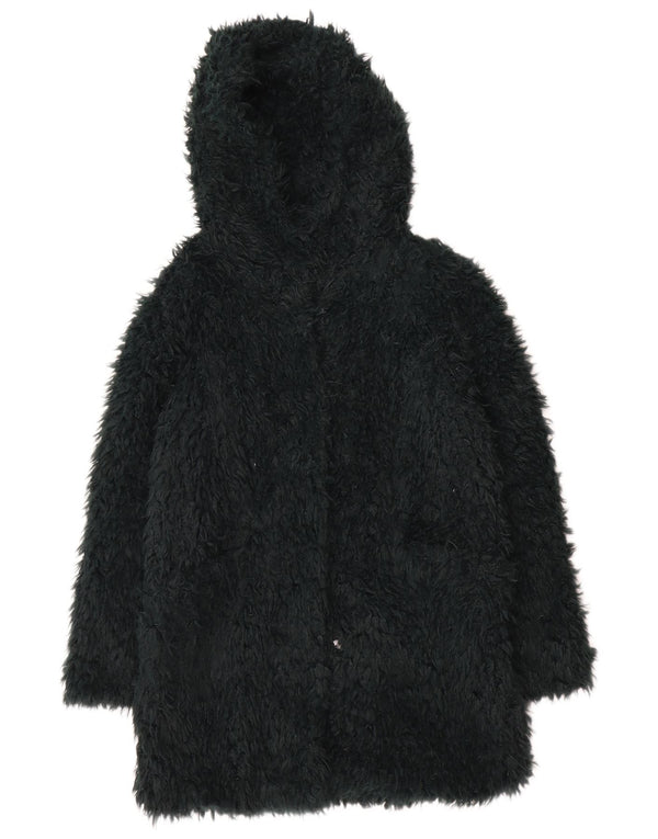 Zara Womens Teddy Hooded Overcoat UK 14 Medium Green