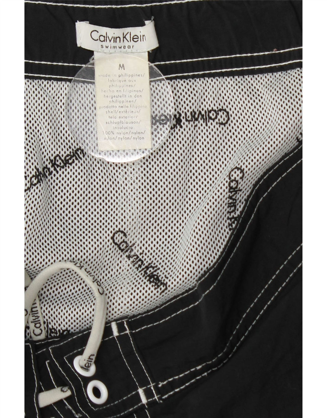 Мужские шорты для плавания CALVIN KLEIN с рисунком, нейлон, средний черный цвет