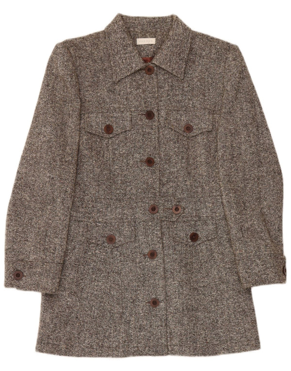 Promod Womens Overcoat UK 12 Medium  Grey Flecked Cotton