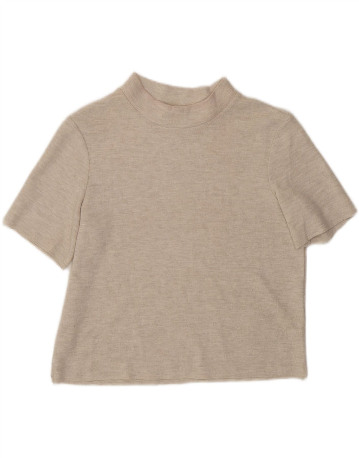 Женская футболка Zara Top UK 14 Medium Бежевая в крапинку