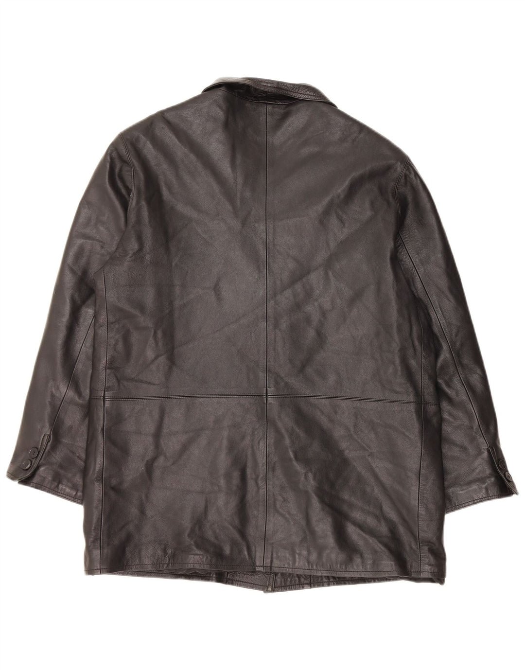 VINTAGE Женское кожаное пальто IT 48 XL Черное кожаное