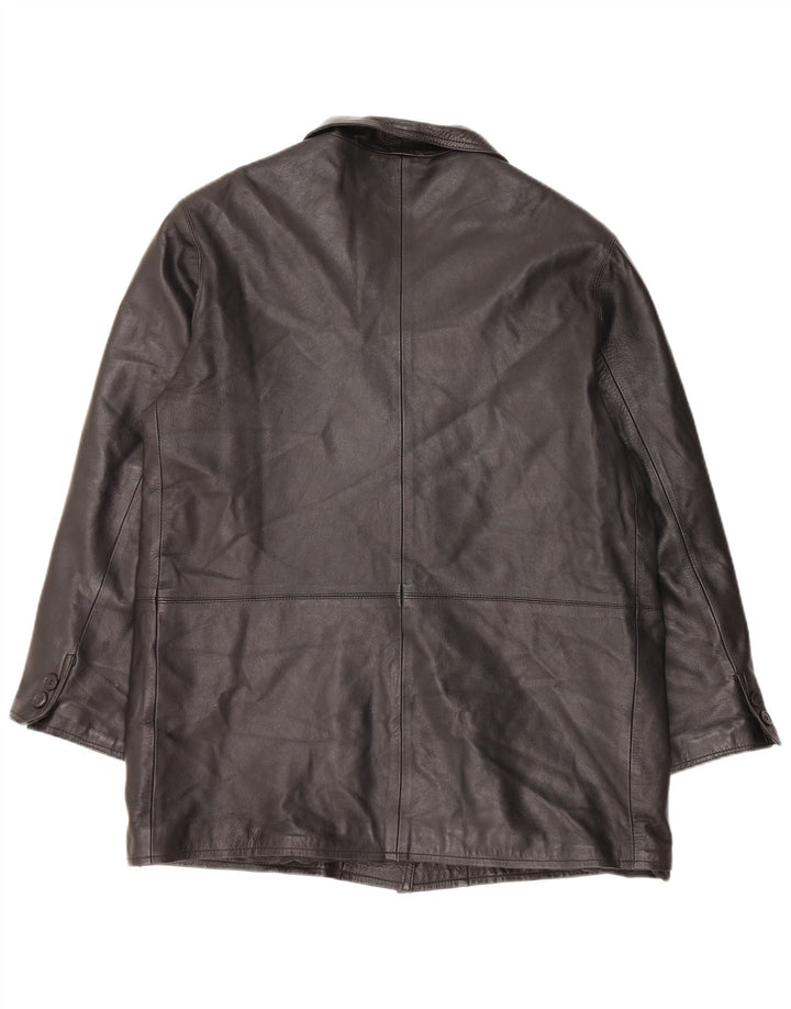 VINTAGE Женское кожаное пальто IT 48 XL Черное кожаное