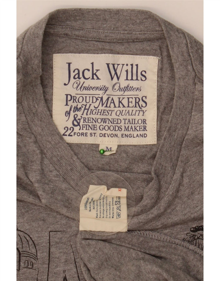 Мужская футболка с рисунком JACK WILLS, хлопковый топ среднего серого цвета с крапинками