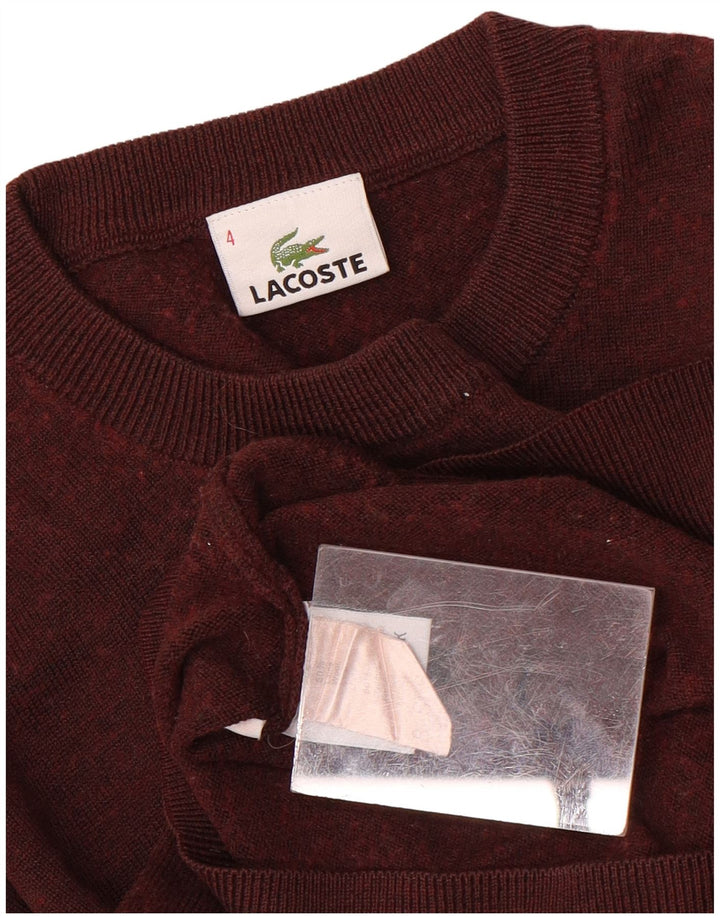 Мужской свитер LACOSTE с круглым вырезом, размер 4, средний темно-бордовый, с крапинками, шерсть