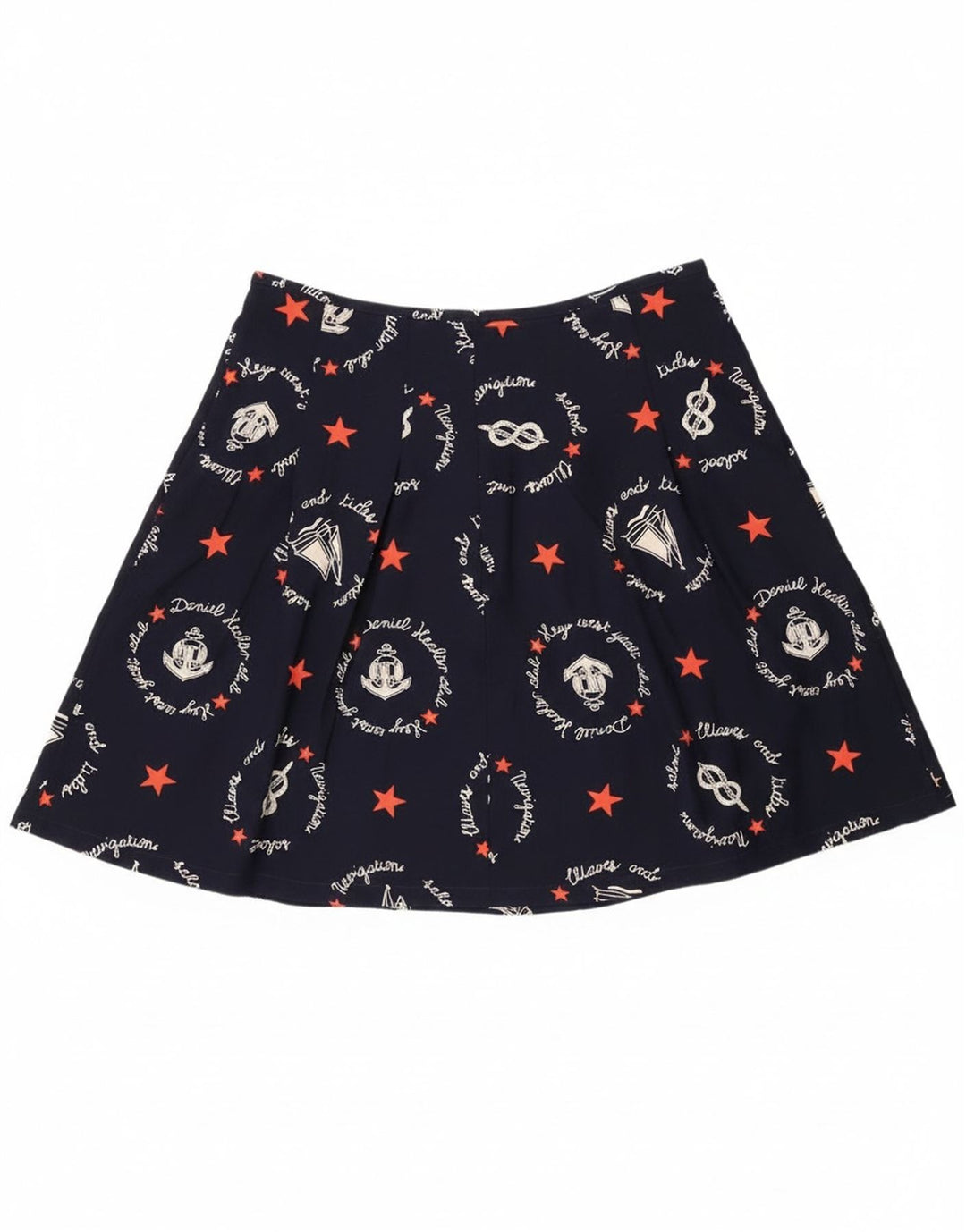 Винтажная женская юбка-трапеция с графическим рисунком W30, средний темно-синий с геометрическим рисунком