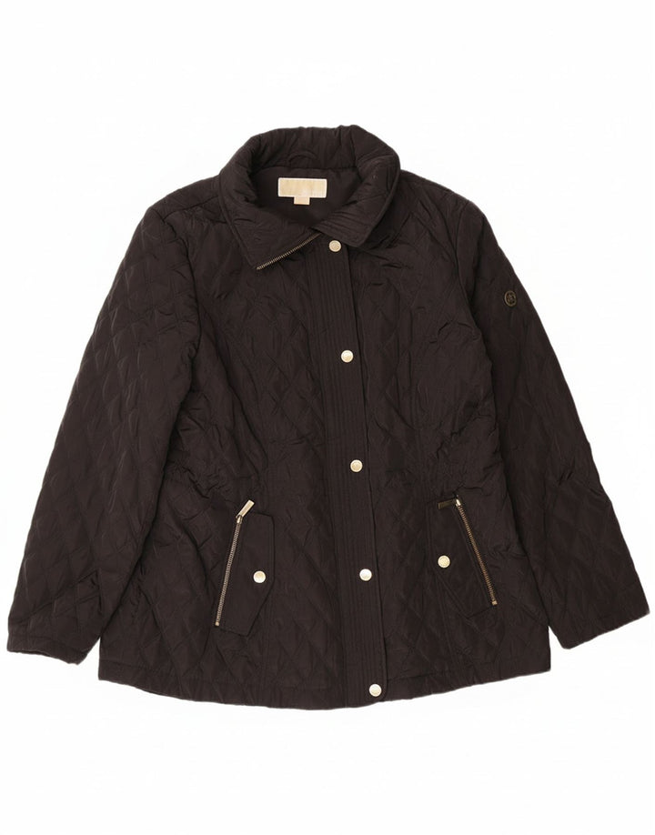 MICHAEL KORS Womens Quilted Jacket UK 18 XL Black Polyester